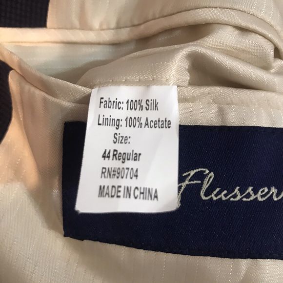 ALAN FLUSSER MENS BLAZER SIZE 44R BLUE SPORT‎ COAT 100% SILK SUIT JACKET - Picture 12 of 12